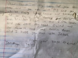 Во Флориде мужчина нашел трогательное письмо умирающего мальчика своему лучшему другу (фото)
