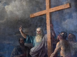 В Андреевскую церковь вернули отреставрированную картину "Проповедь апостола Андрея"
