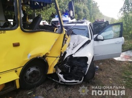 В Черкасской области столкнулись маршрутка и BMW: пострадали десять человек, в том числе двое детей