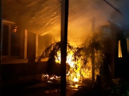 Бериславские спасатели ночью тушили пожар