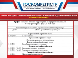 График выездных приемов территориальных управлений/отделов Госкомрегистра на февраль