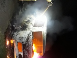 Скадовские спасатели тушили горящий автомобиль
