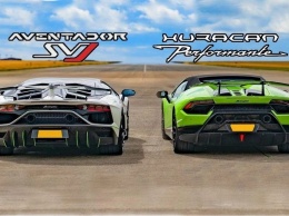 Lamborghini Aventador SVJ и Huracan Performante сразились в дрэге на равных (ВИДЕО)