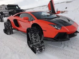 Первый в мире гусеничный Lamborghini застрял в снегу (ВИДЕО)