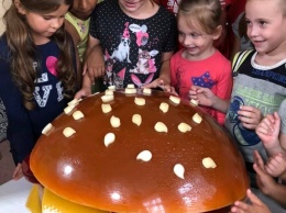 Новомосковскому Дому матери и ребенка подарили гигантский сладкий гамбургер (ФОТО. вИДЕО)