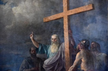 В Андреевскую церковь вернули отреставрированную картину "Проповедь апостола Андрея"
