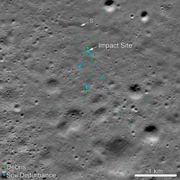Спутник NASA обнаружил на Луне обломки индийского посадочного модуля Vikram