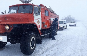 В Запорожской области из-за непогоды образовалась пробка