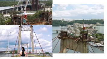 Экстремальное видео: Джаред Лето взобрался на верхушку моста в Киеве