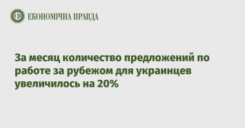 За месяц количество предложений по работе за рубежом для украинцев увеличилось на 20%