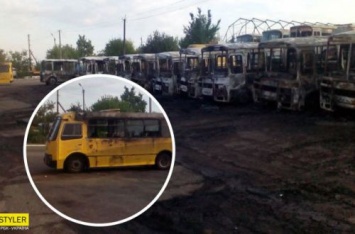 Под Черкассами за считанные минуты сгорели 10 автобусов. ВИДЕО