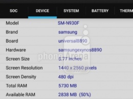 В CPU-Z были опубликованы характеристики Samsung Galaxy Note 6