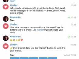 Telegram тестирует бота для реакции на сообщения по типу Slack