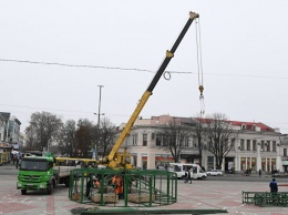 В Симферополе начали устанавливать главную новогоднюю елку города