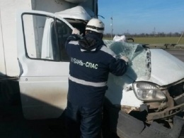 В Армавире столкнулись два грузовика - одного из водителей зажало в кабине