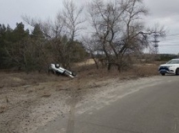 В Энергодаре перевернулась легковушка с пьяным водителем за рулем (Фото)