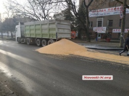 В Николаеве из автомобиля на ходу высыпалось более 10 тон кукурузы