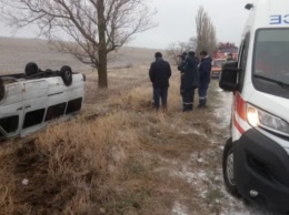 Под Запорожьем микроавтобус Renault слетел с трассы в кювет и перевернулся, погибли три человека