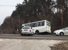 Под Киевом Skoda протаранила маршрутку, есть пострадавшие