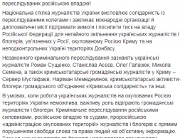 В НСЖУ потребовали освободить украинских журналистов и блоггеров, преследуемых Кремлем