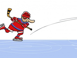 Игру Путина в хоккей изобразили в карикатуре