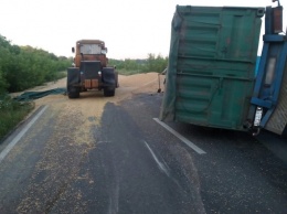 На Полтавщине перевернулся грузовик с соей (фото)