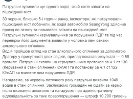 На стеклянный мост в центре Киева ранним утром попытался въехать пьяный водитель. Фото