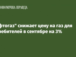 "Нафтогаз" снижает цену на газ для потребителей в сентябре на 3%