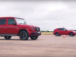 Опубликовано видео драг-битвы красных внедорожников AMG G63, Stelvio QV и F-Pace SVR