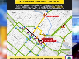С 12 октября в Симферополе вводится ограничение движения транспорта от Суворовского спуска до переулка Галерейный