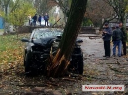 В Николаеве «Ауди» свалил дерево в парке - водитель скрылся на кабриолете