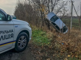 Под Днепром легковушка повисла на дереве. Фото и видео