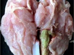 Жительница Запорожья приобрела куриное мясо зеленого цвета (ФОТО)