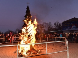 В центре Никополя закрыли елку и сожгли «дидух»