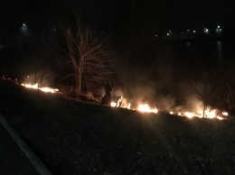 На выходных в центре Мирнограда горел сухостой