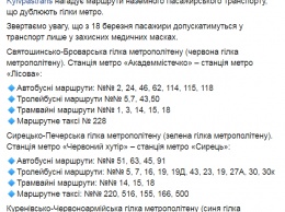 Киевские власти назвали маршруты транспорта, которые заменят закрытое до 3 апреля метро. Список