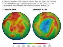 Над Арктикой открылась редкая озоновая дыра огромных размеров