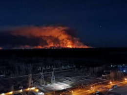 Пожар в Чернобыльской зоне бушует на расстоянии прямой видимости от станции