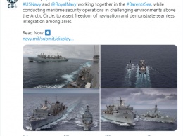Группа военных кораблей США вошла в Баренцево море впервые за минувшие 30 лет. Фото