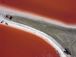 В Крыму знаменитое озеро стало ярко-розового цвета: зрелищные фото