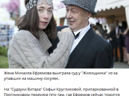 Жена Ефремова выиграла суд у коммунальщиков за поврежденный сосульками автомобиль
