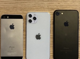 Наглядное сравнение iPhone 12 в стиле iPad Pro с оригинальным iPhone SE и iPhone 7
