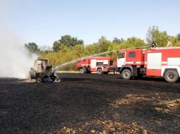 На Луганщине горело поле пшеницы и техника (фото)