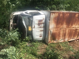 В Запорожской области перевернулся грузовик - водителя зажало в машине