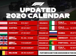 Опубликован дополненный измененный из-за карантина календарь гонок "Формулы 1"
