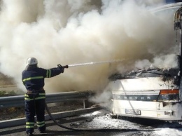 На трассе Киев-Одесса сгорел пассажирский автобус