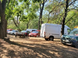 Любители средневековой культуры оккупировали машинами зеленую зону в парке Шевченко