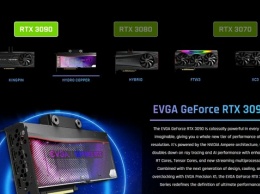 EVGA подготовит 11 моделей видеокарт на базе новых GeForce RTX 3000