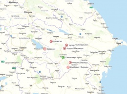 Появилась карта боевых действий в Нагорном Карабахе