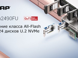 QNAP TS&8209;h2490FU - сетевое хранилище класса All&8209;Flash с 24 отсеками для дисков